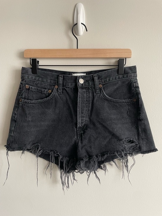 Agolde Pants - Agolde Parker black frayed distressed jean shorts jorts button fly high waist 26